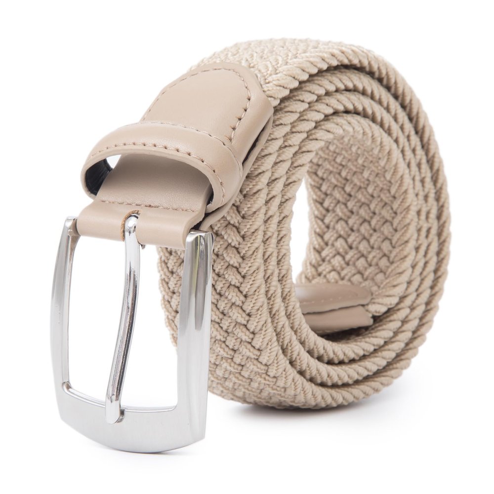 ayamoti Woven Elastic Braided Belts Womens Stretch Belt Limitless Adjust Multicolored Golf Belts for Man 1 3/8 Fashion Casual (Beige, XL)