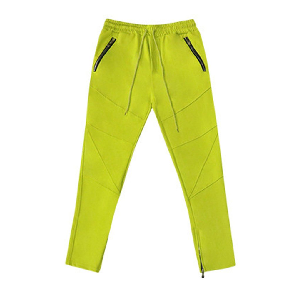 JEsilunmaMY Slim Cargo Joggers Pants for Men Drawstring Tactical Pants with Zipper Pockets Stretch Sweatpants Casual Trousers (Yellow,X-Large)