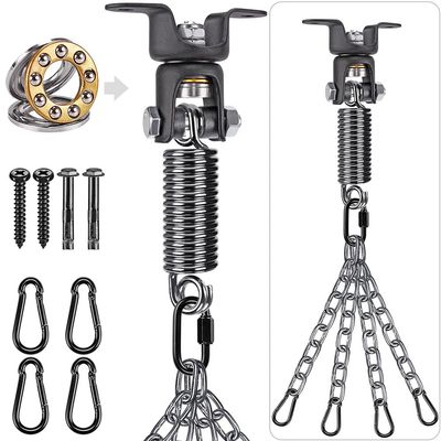 BeneLabel Heavy Duty Punching Bag Ceiling Hanger with Chain & Spring 275 LB Capacity 360 Rotation Heavy Bag Ceiling Mount for Boxing Bags with 4 Carabiners.