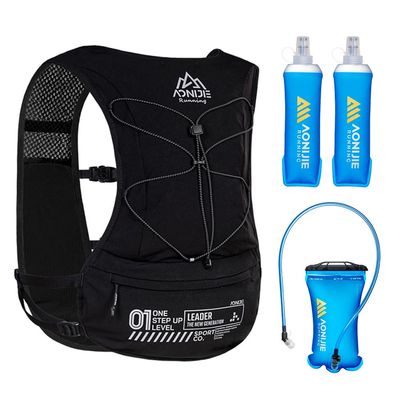 ICE FLAME Hydration Backpack Vest, 5L Multifunctional Outdoor Running Backpack fit 6.8 Inches Phone for Marathon Training, Hiking, Trail and Walking (Black 1.5L Bladder & 2*500ml Flask)