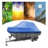 PHASFBJ Waterproof Boat Cover,210D Oxford Fabric Boat Covers with Motor Cover Anti-Uv Scratch-Resistant Boat Center Console Cover,Fits V Shape Tri Hull Fish & Ski Boat Covers,Blue,12~14FT view 2