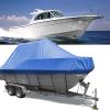 PHASFBJ Waterproof Boat Cover,210D Oxford Fabric Boat Covers with Motor Cover Anti-Uv Scratch-Resistant Boat Center Console Cover,Fits V Shape Tri Hull Fish & Ski Boat Covers,Blue,12~14FT view 3