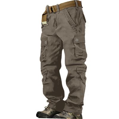 GOKKILRW Men's Tactical Cargo Pants Military Utility Water Resistant Ripstop Combat Work Cargo Pants, Lightweight Athletic Outdoor Fishing Hiking Joggers Brown