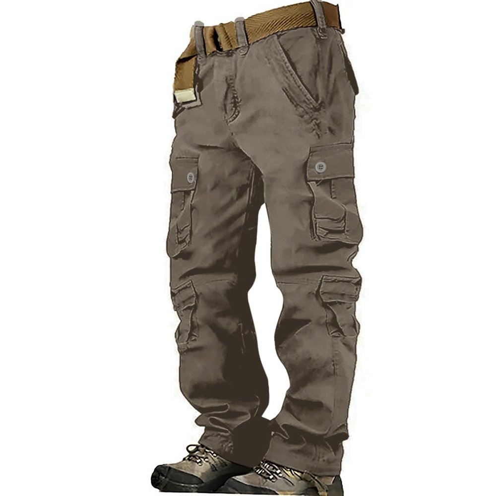 GOKKILRW Men's Tactical Cargo Pants Military Utility Water Resistant Ripstop Combat Work Cargo Pants, Lightweight Athletic Outdoor Fishing Hiking Joggers Brown
