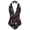 XXQGOMG Mushroom One Piece Bathing Suit for Women V Neck Backless Swimsuit Casual Slimming Swimsuits for Women Plus Size Trendy Swimwear for Beach Swimming Honeymoon Size XL view 1
