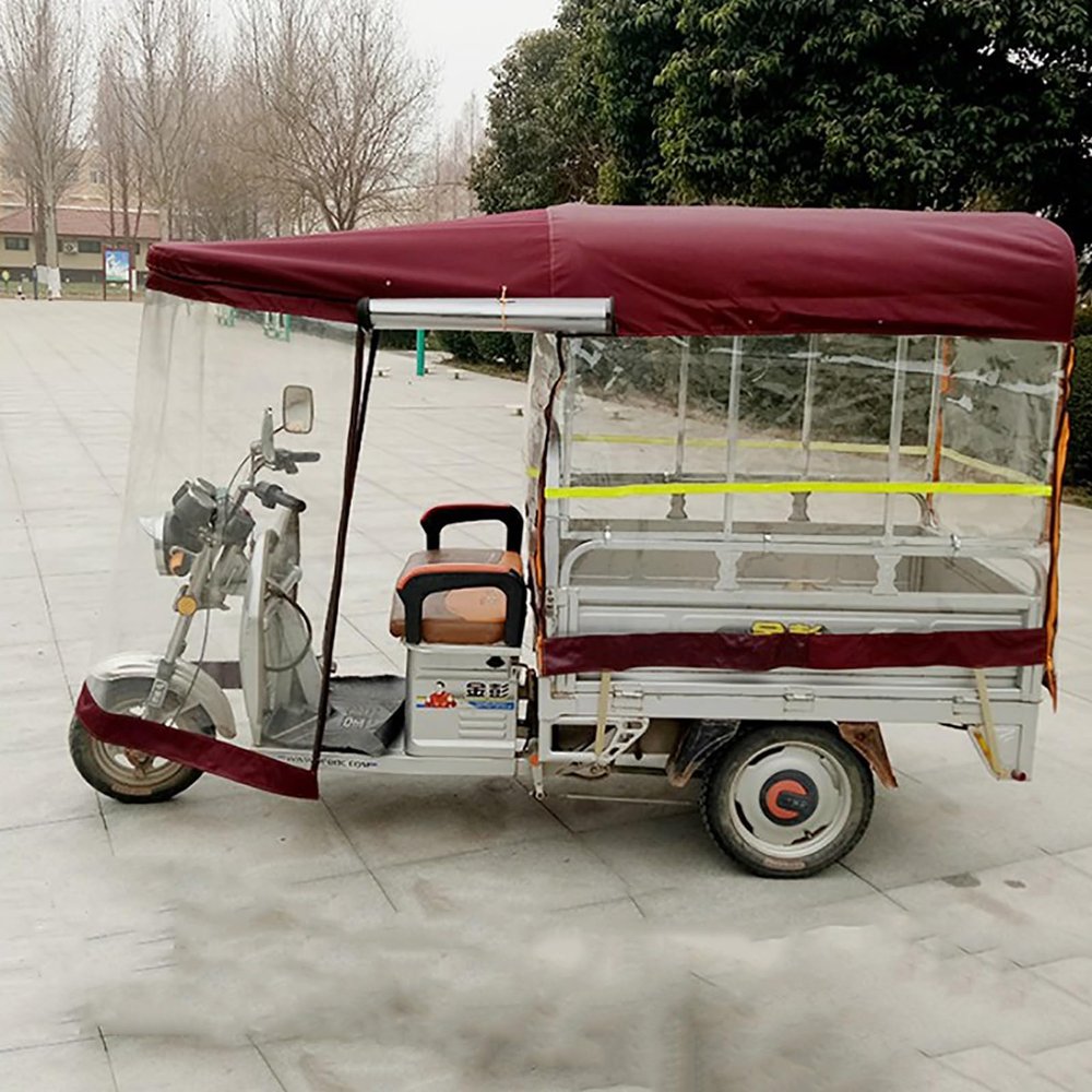 WYHBXD Electric Tricycle Awning, SANBENGZI Dump Truck Rainproof Tarpaulin, 3 Wheel Cargo Trike Windshield,Adult Tricycle Bike Cover (Size : L:150cm/55in W:110cm/43in)