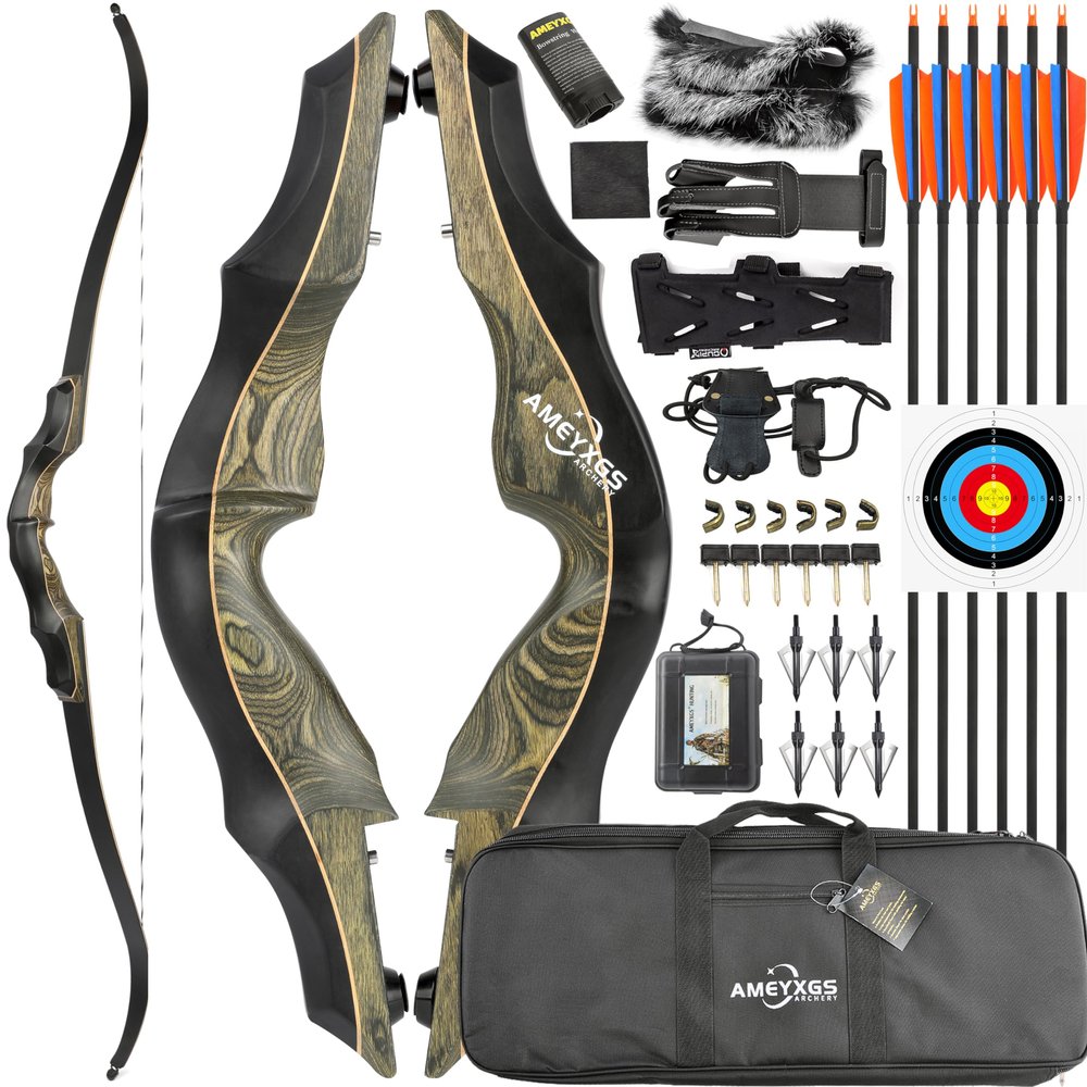 58" Takedown Recurve Bow for Hunting Archery Right Hand Traditional Bow for Beginner Adults 25-60 Lbs (Type 2 Bow Kit, 20 Lbs)