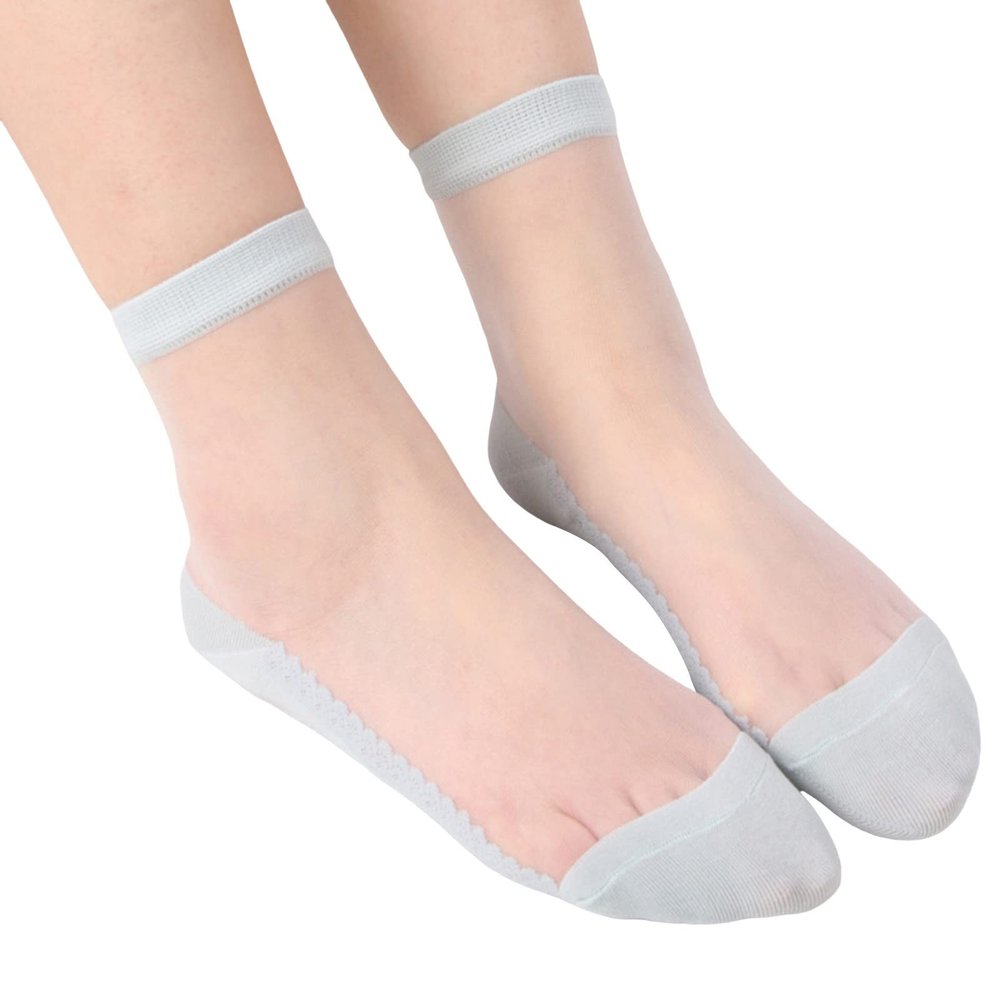 YOLAI 1Pair Sheer Mesh Transparent Socks For Women Ultra-Thin Lace Fishnet See Through Ankle Socks (Pink, One Size)