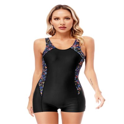 Eandarui Women One Piece Athletic Swimsuit Sleeveless Boyleg Sports Swimwear Surfing Swimming Bathing Suits Black XX-Large