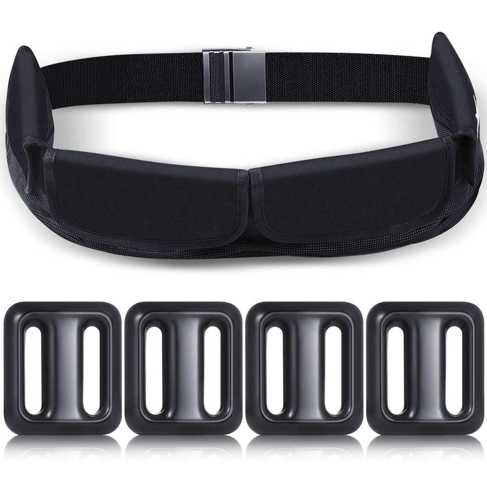 Tellegloww 4 Pcs 2.2 lb Dive Weights Belt for Scuba with 4 Pocket Zippered Scuba Weight Belt with Metal Quick Release Buckle Coated Dive Weights for Free Diving Spear Fishing Fit for Waist 32" to 52"