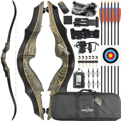 58" Takedown Recurve Bow for Hunting Archery Right Hand Traditional Bow for Beginner Adults 25-60 Lbs (Type 2 Bow Kit, 55 Lbs)