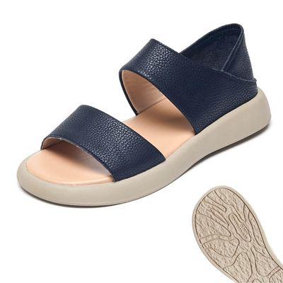 ACE4U Wearscomfy New Thick Sole Women's Stylish Genuine Leather Sandals, 2024 Comfortable Orthopedic Arch Support Sandals (Color : Black, Size : 35)