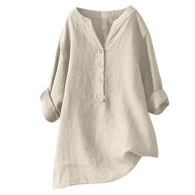 3/4 Length Sleeve Womens Tops Linen Shirts for Women V Neck T Shirts for Women Womens Button Up Shirts Summer Outfits for Women
