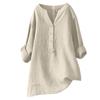 3/4 Length Sleeve Womens Tops Linen Shirts for Women V Neck T Shirts for Women Womens Button Up Shirts Summer Outfits for Women view 1