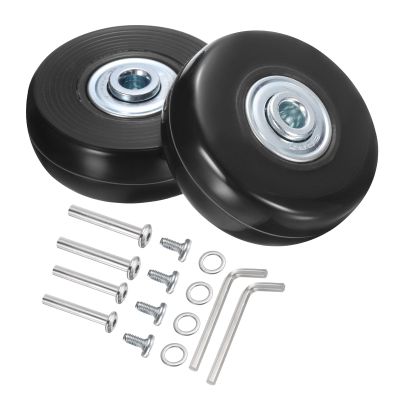 uxcell Luggage Wheels Replacement 51 x 17 mm/2" x 0.7" Rubber Swivel Caster Bearing Wheels Repair Kits for Suitcase Inline Outdoor Skate, Black 2Set