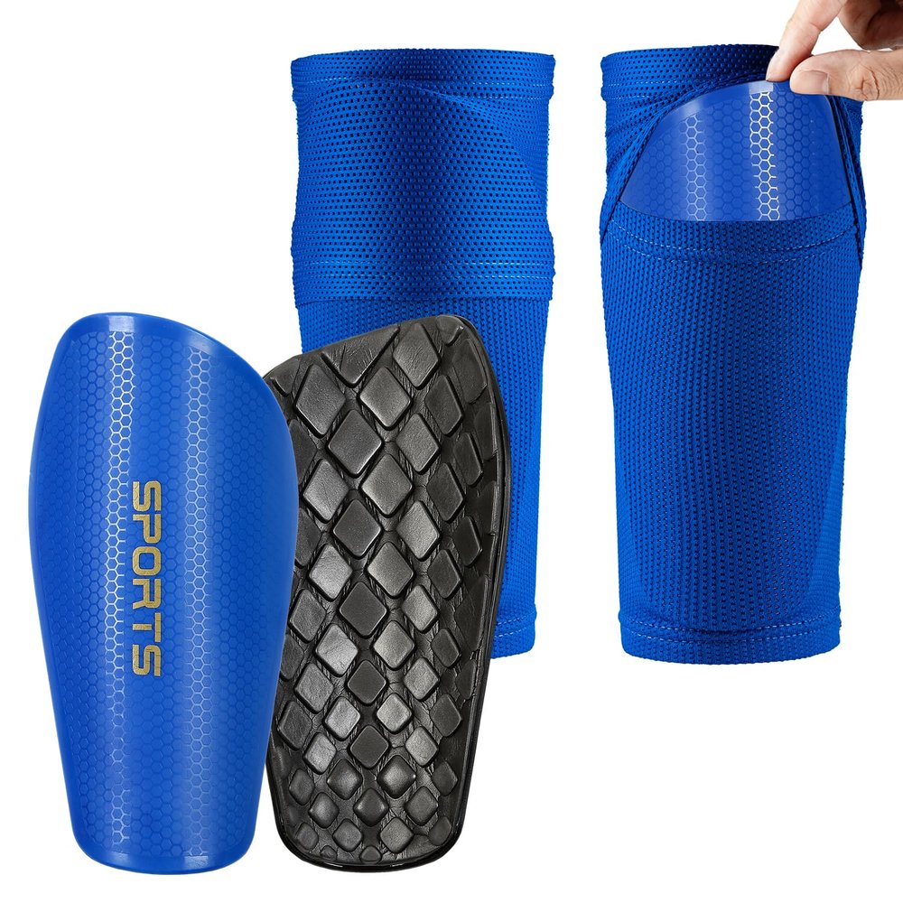 Soccer Shin Guards for Youth Shin Guard Sleeves Children's Calf Protectors for Kids Teenagers 3-5,5-10,10-15 Years Old Boys Girls Child (Blue, M 3'10"-4'7")