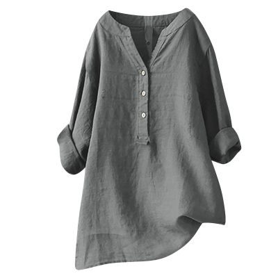 2025 Womens 3/4 Sleeve Tops Linen Shirts for Women Womens V Neck Tops Oversized Button Up Shirts for Women Summer Blouses for Women 2025