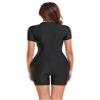 Eandarui Womens Padded Rash Guard One Piece Swimsuit Boyleg Sports Swimwear Sun Protection Surf Bathing Suit B#Black&White01 Medium view 4