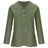 2025 3/4 Length Sleeve Womens Tops Plus Size Linen Blouses for Women V Neck Shirts for Women Womens Button Up Shirts Summer Shirts for Women view 3