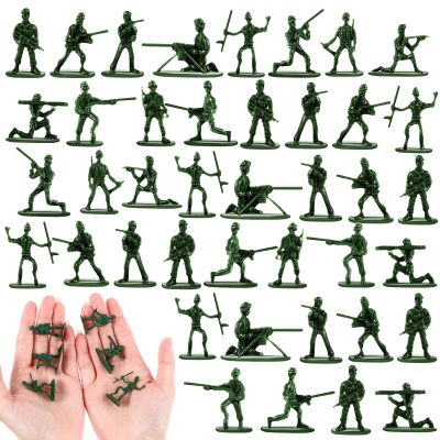 RoundFunny 100 Pcs Green Army Men Soldiers Set - 1-1.5 Inch Plastic Army Men Action Figures, 12 Assorted Poses, Durable ABS Material for Dioramas, Collection, War Scenes & Educational Play