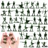 RoundFunny 100 Pcs Green Army Men Soldiers Set - 1-1.5 Inch Plastic Army Men Action Figures, 12 Assorted Poses, Durable ABS Material for Dioramas, Collection, War Scenes & Educational Play view 1