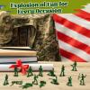 RoundFunny 100 Pcs Green Army Men Soldiers Set - 1-1.5 Inch Plastic Army Men Action Figures, 12 Assorted Poses, Durable ABS Material for Dioramas, Collection, War Scenes & Educational Play view 4