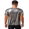 Moily Men's Shiny Rave Tanks Short Sleeve Bodycon 70s Disco Dance Shirts Music Festival Outfits Black Small view 2