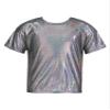 Moily Men's Shiny Rave Tanks Short Sleeve Bodycon 70s Disco Dance Shirts Music Festival Outfits Black Small view 3