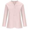 3/4 Length Sleeve Womens Tops Womens Linen Shirt Plus Size V Neck Tops for Women Womens Button Up Shirts Summer Clothes for Women view 3
