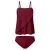 Akklian Women Two Piece Tankini Bathing Suit Bandeau Swim Top with Bottom Strapless Swimwear Tummy Control Swimsuit for Women Wine view 3