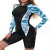 Nikiikoo Womens Surf Rash Guard Swimsuit One Piece Boyleg Swimwear Sun Protection Zipper Long Sleeve Wetsuit B#Black&Cyan03 X-Large view 4