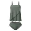 Akklian Women Two Piece Tankini Bathing Suit Bandeau Swim Top with Bottom Strapless Swimwear Tummy Control Swimsuit for Women Army Green view 3