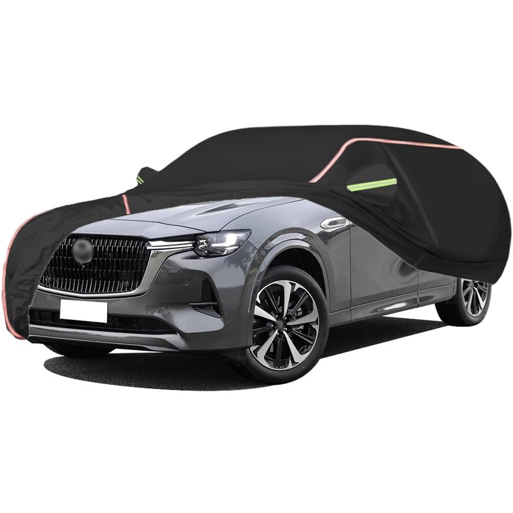 WOLWES Car Cover are Suitable for Mazda CX-60 All-Weather Windproof, Snowproof, Rainproof, UV-Protected and Breathable All-Season Universal with Side Door Zip Oxford Cloth Car Cover (Color : Black,