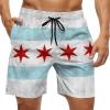 Zakqeik Chicago-City Flag Mens Swim Trunks Quick Dry Swim Shorts with Pockets Funny Beach Shorts XL view 1