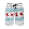 Zakqeik Chicago-City Flag Mens Swim Trunks Quick Dry Swim Shorts with Pockets Funny Beach Shorts XL view 2