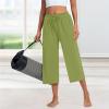 midelxp Summer Capri Pants for Women Loose Fit Drawstring Cropped Sweatpants Comfy Workout Yoga Pants with Pockets Baggy Hiking Pants Capri Sweatpants Casual Travel Pants Women Wide Leg Pants view 3