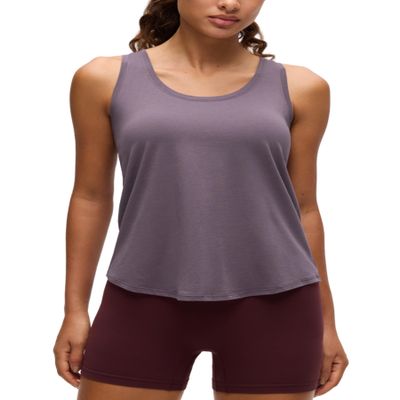 CRZ YOGA Pima Cotton Racerback Tank Top Purple Gray X-Small