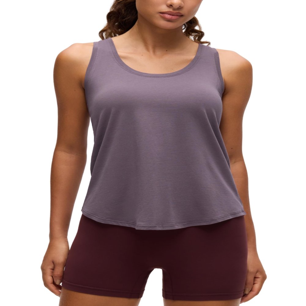 CRZ YOGA Pima Cotton Racerback Tank Top Purple Gray X-Small