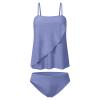 Akklian Women Two Piece Tankini Bathing Suit Bandeau Swim Top with Bottom Strapless Swimwear Tummy Control Swimsuit for Women Light Blue view 3