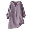 3/4 Length Sleeve Womens T Shirts Linen Blouses for Women Womens V Neck Tops Womens Button Up Shirts Cute Summer Tops view 1