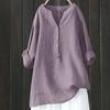 3/4 Length Sleeve Womens T Shirts Linen Blouses for Women Womens V Neck Tops Womens Button Up Shirts Cute Summer Tops view 2