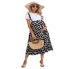 KOJOOIN Maternity Maxi Skirt Womens High Waisted Boho Summer Casual Flowy Ruffle Suspender Long Pregnancy Skirt Overall Dress Suspender-BlackFloral 2XL view 1