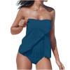 Akklian Women Two Piece Tankini Bathing Suit Bandeau Swim Top with Bottom Strapless Swimwear Tummy Control Swimsuit for Women Dark Blue view 1