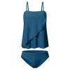 Akklian Women Two Piece Tankini Bathing Suit Bandeau Swim Top with Bottom Strapless Swimwear Tummy Control Swimsuit for Women Dark Blue view 3