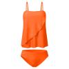 Akklian Women Two Piece Tankini Bathing Suit Bandeau Swim Top with Bottom Strapless Swimwear Tummy Control Swimsuit for Women Orange view 3