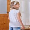 Haloumoning Girls Cap Sleeve Tops Summer Crewneck Tank Tops Cute T-Shirt Blouse 5-14 Years White view 3