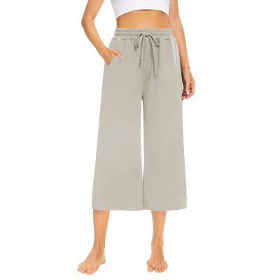 midelxp Summer Capri Pants for Women Loose Fit Drawstring Cropped Sweatpants Comfy Workout Yoga Pants with Pockets