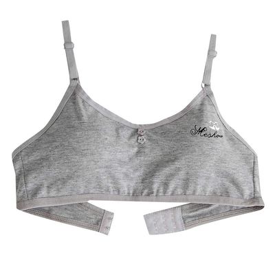 Girls Adjustable Bra Children Kids Comfort Flex Fit Seamless Underclothes Cotton Straps Training Undies (Grey, One Size)