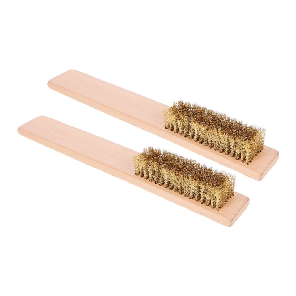 balacoo 2pcs Rust Removal Brush Ski Snowboard Wax Cleaning Brush Wooden Handle
