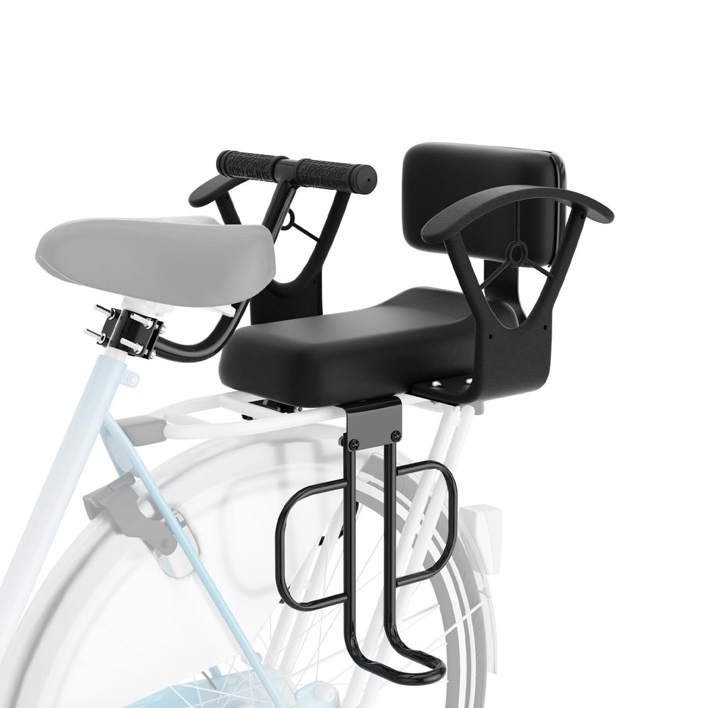 XIEEIX Rear Child Bike Seat,Rear Mounted Child Bike Seats,Back Mount Child Seat with Back Rest Armrest Foot Pedals,Width Adjustable Bicycle Rear Seat,Fits All Bicycle Rear Frames